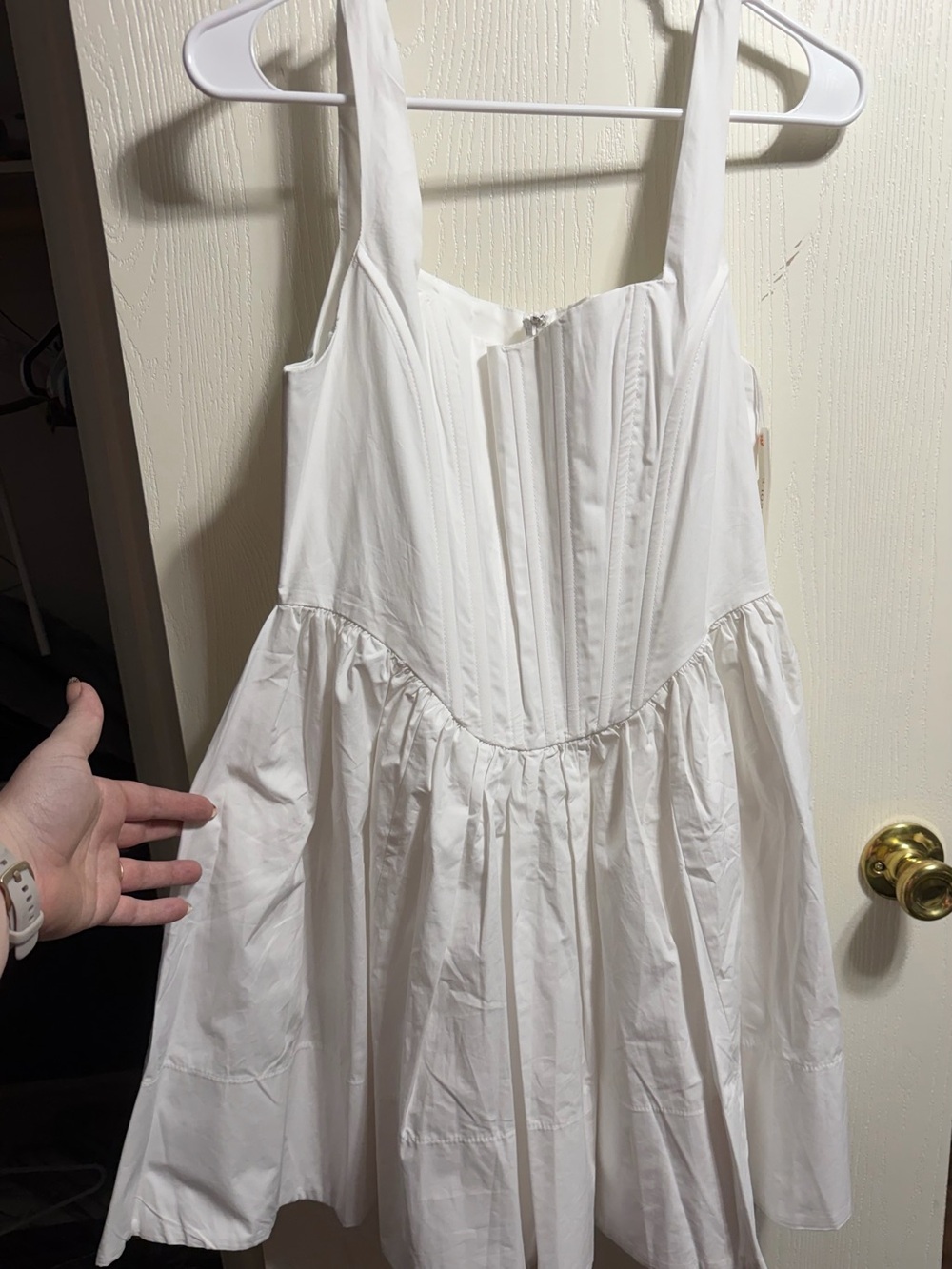 Impressions White Sleeveless Fit-and-Flare Cotton Dress